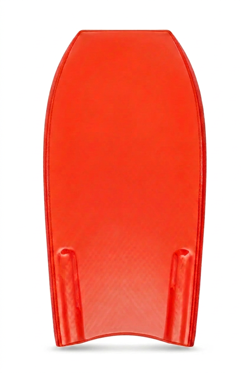 Orange-red LTD X Crescent Tail slick with shallow crescent tail and flat channel-end blocks